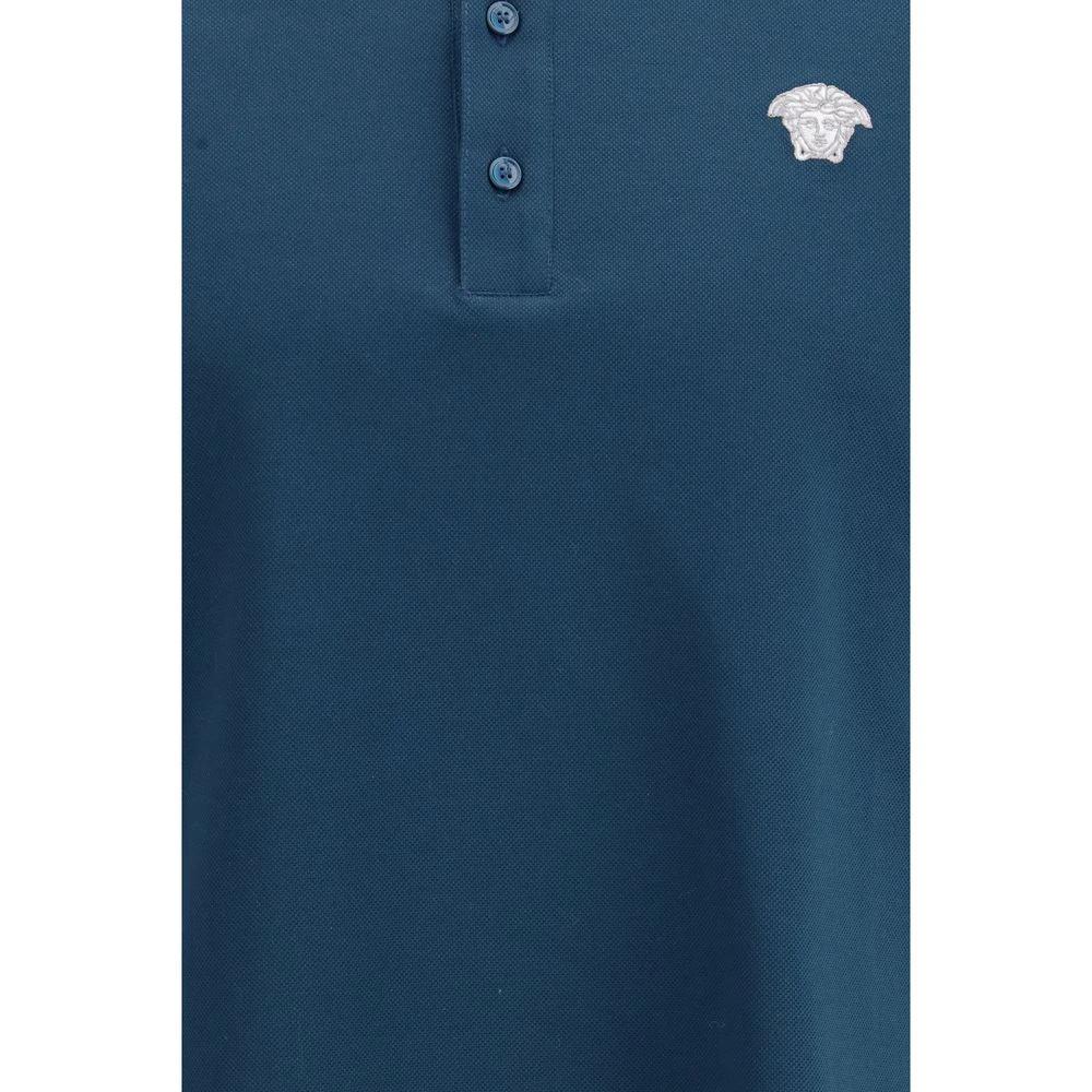 Versace Blaues Baumwoll-Poloshirt by Versace