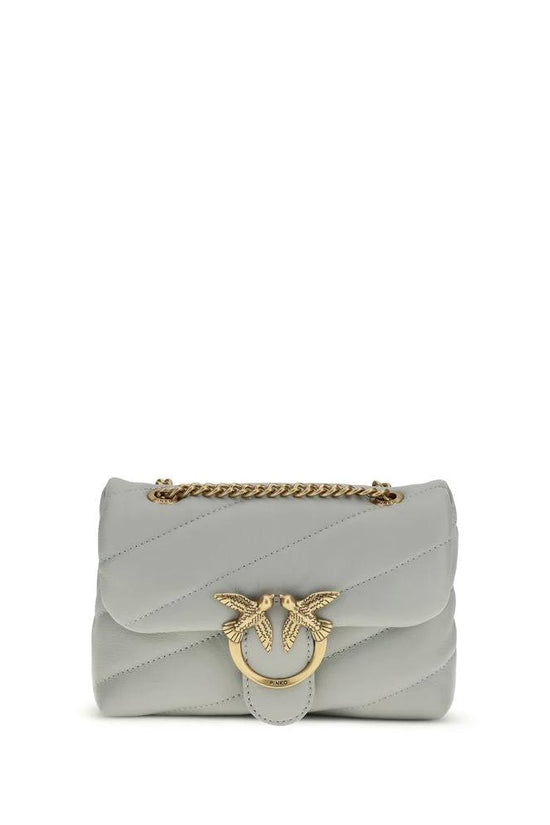 PINKO Graue Schultertasche aus Kalbsleder Bos Taurus by PINKO