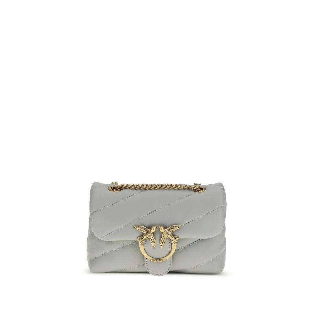 PINKO Graue Schultertasche aus Kalbsleder Bos Taurus by PINKO