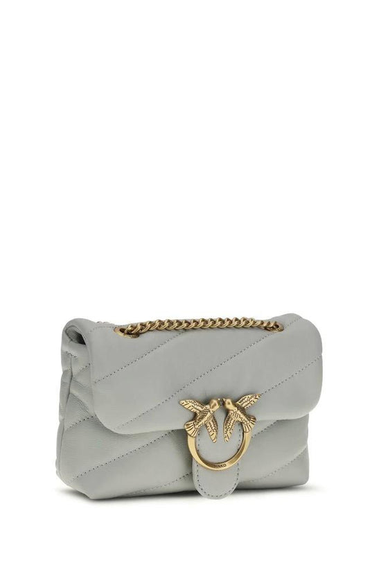 PINKO Graue Schultertasche aus Kalbsleder Bos Taurus by PINKO