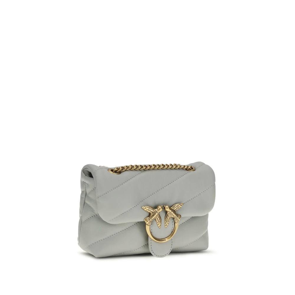 PINKO Graue Schultertasche aus Kalbsleder Bos Taurus by PINKO