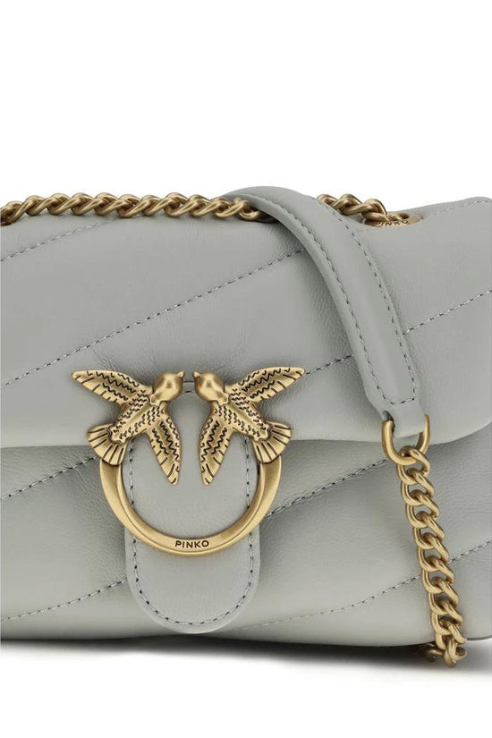 PINKO Graue Schultertasche aus Kalbsleder Bos Taurus by PINKO