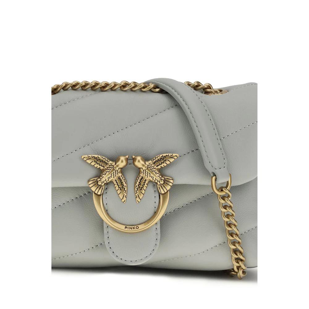 PINKO Graue Schultertasche aus Kalbsleder Bos Taurus by PINKO