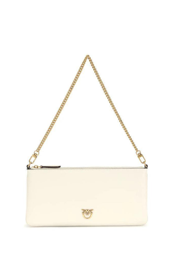 PINKO Weiße Schultertasche aus Kalbsleder Bos Taurus by PINKO