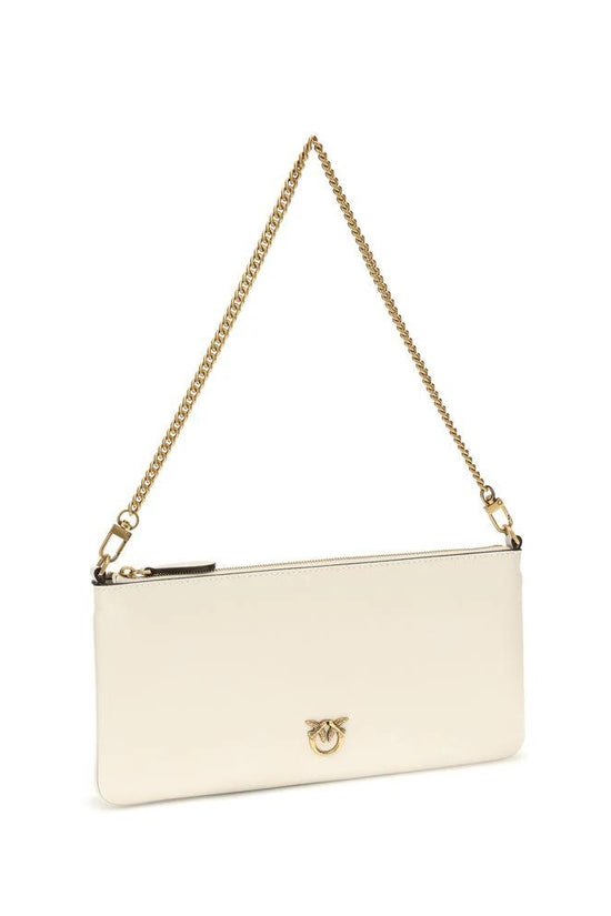 PINKO Weiße Schultertasche aus Kalbsleder Bos Taurus by PINKO