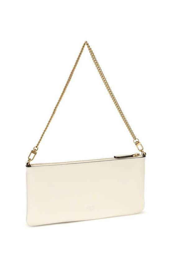 PINKO Weiße Schultertasche aus Kalbsleder Bos Taurus by PINKO