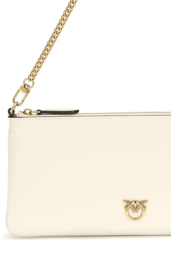 PINKO Weiße Schultertasche aus Kalbsleder Bos Taurus by PINKO