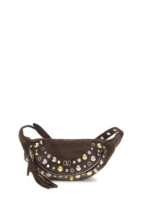 Valentino Garavani Braune Kalbsleder Bos Taurus Schultertasche by Valentino Garavani