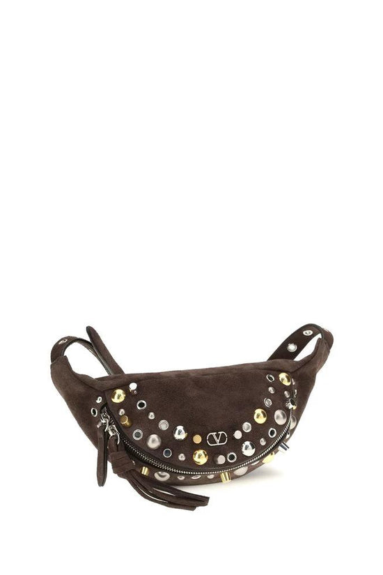 Valentino Garavani Braune Kalbsleder Bos Taurus Schultertasche by Valentino Garavani