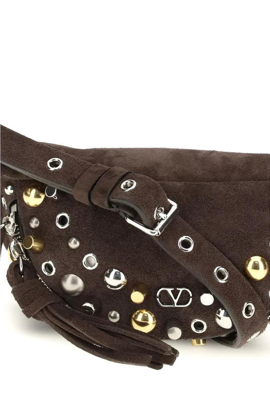 Valentino Garavani Braune Kalbsleder Bos Taurus Schultertasche by Valentino Garavani