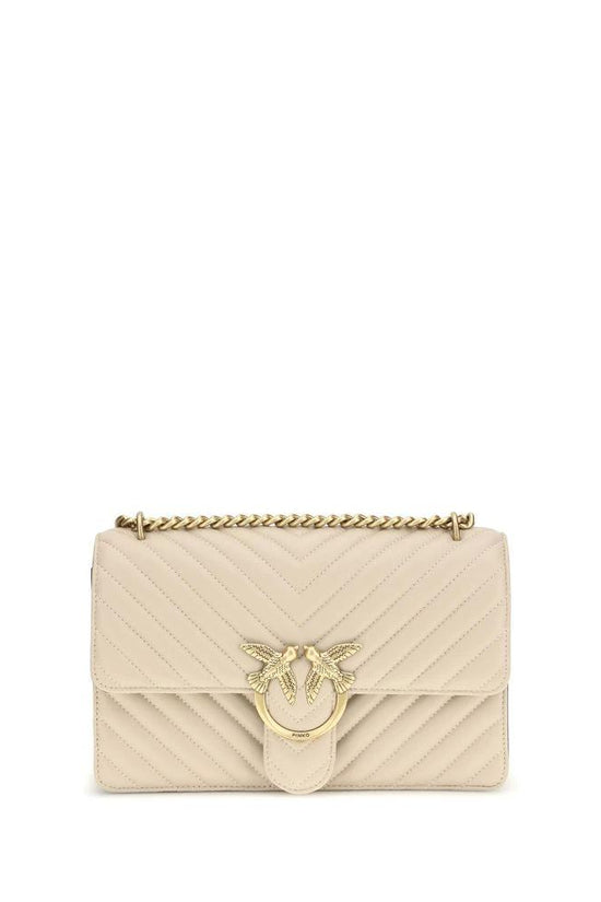 PINKO Beige Calf Leather Bos Taurus Schultertasche by PINKO