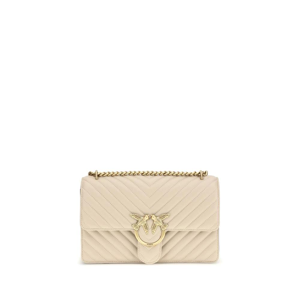 PINKO Beige Calf Leather Bos Taurus Schultertasche by PINKO