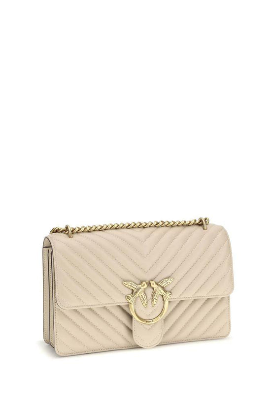 PINKO Beige Calf Leather Bos Taurus Schultertasche by PINKO