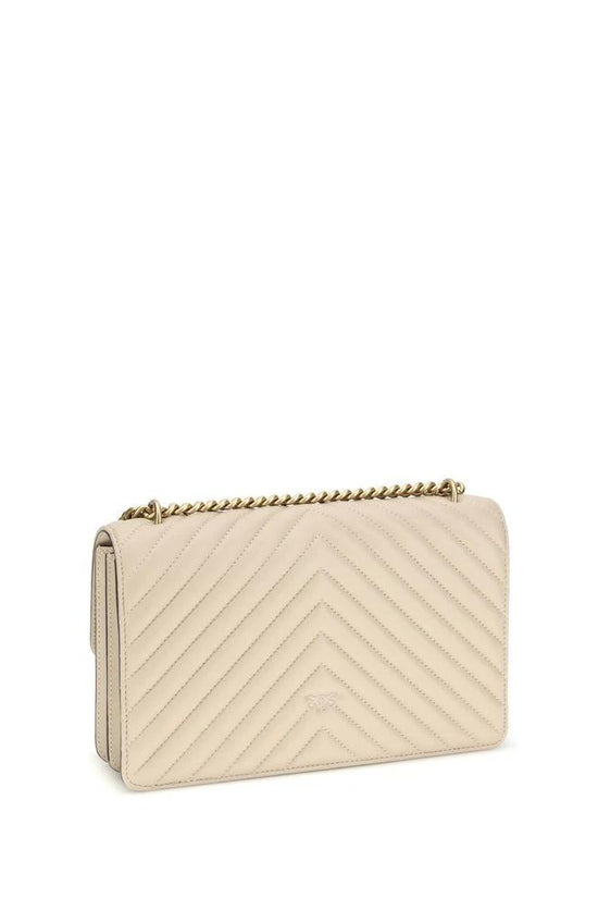 PINKO Beige Calf Leather Bos Taurus Schultertasche by PINKO