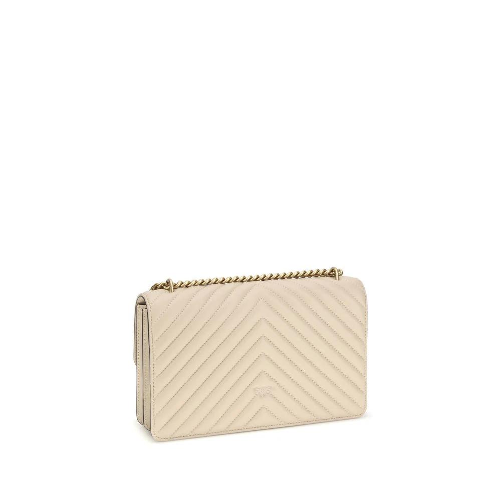 PINKO Beige Calf Leather Bos Taurus Schultertasche by PINKO