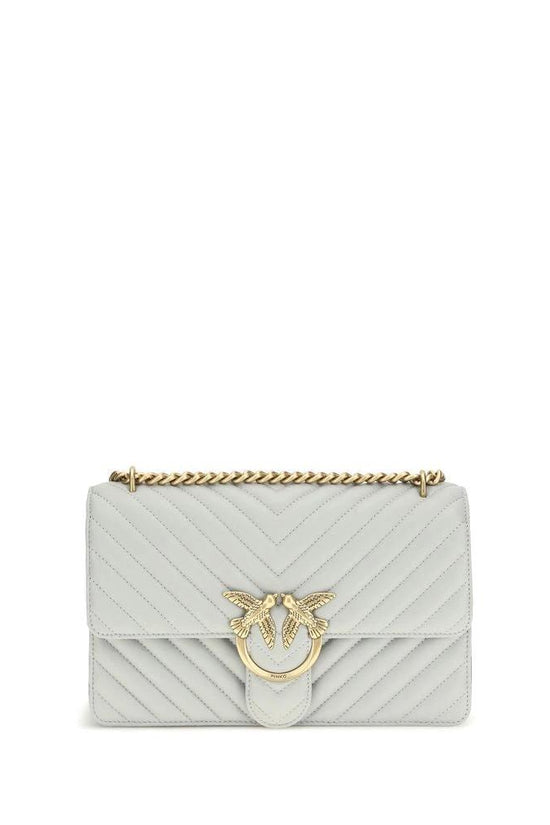 PINKO Graue Bos Taurus Kalbsleder Schultertasche by PINKO