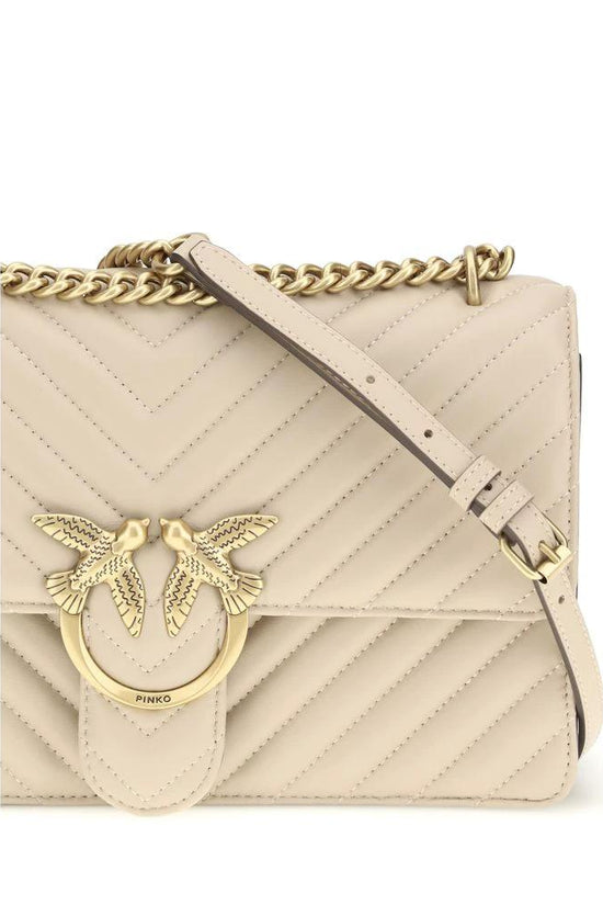 PINKO Beige Calf Leather Bos Taurus Schultertasche by PINKO
