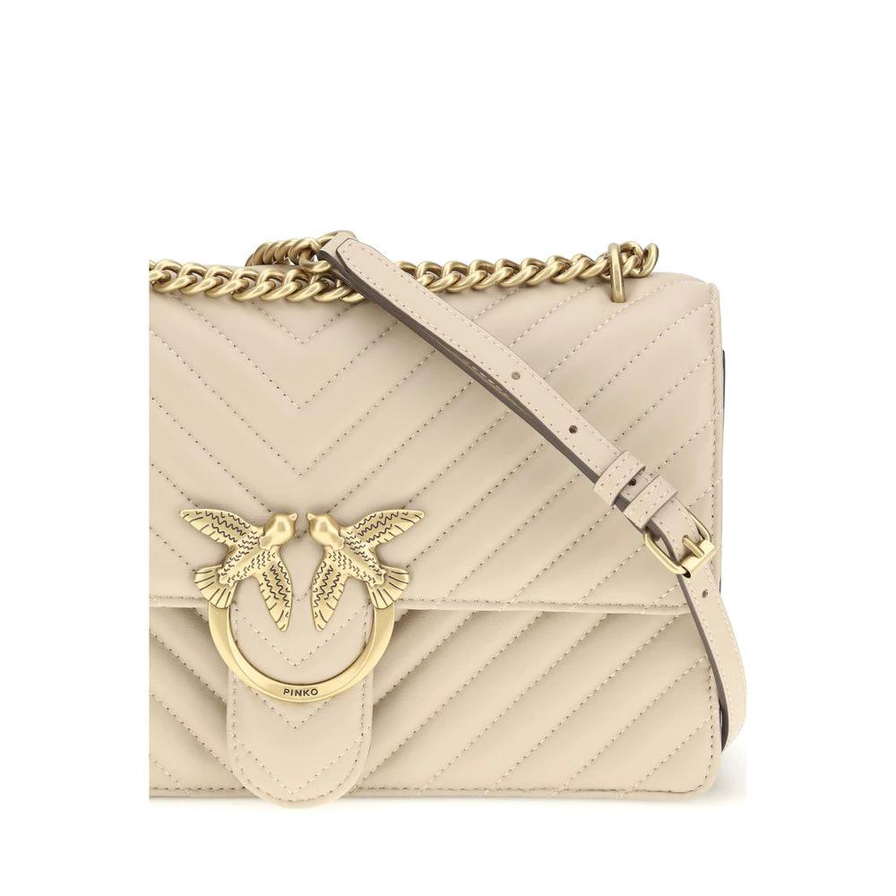 PINKO Beige Calf Leather Bos Taurus Schultertasche by PINKO