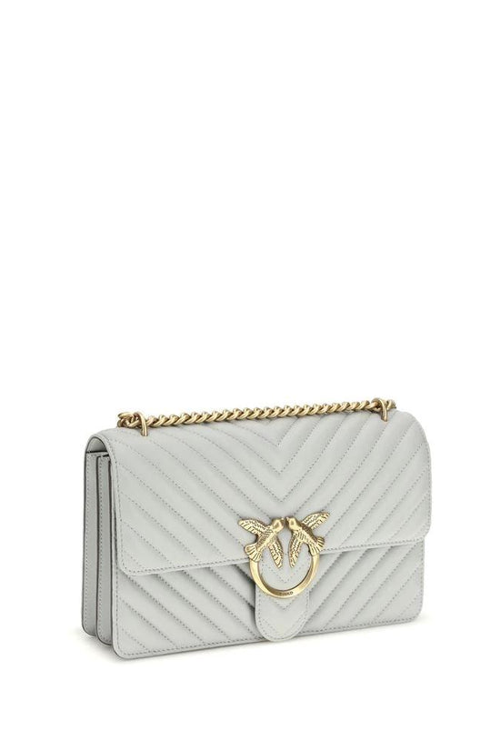 PINKO Graue Bos Taurus Kalbsleder Schultertasche by PINKO