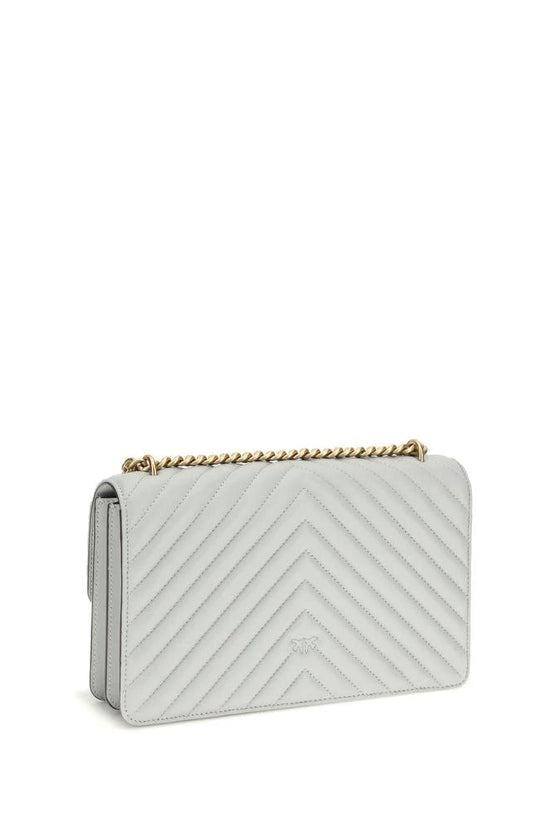 PINKO Graue Bos Taurus Kalbsleder Schultertasche by PINKO