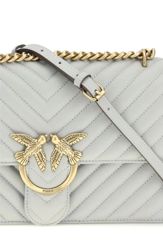 PINKO Graue Bos Taurus Kalbsleder Schultertasche by PINKO