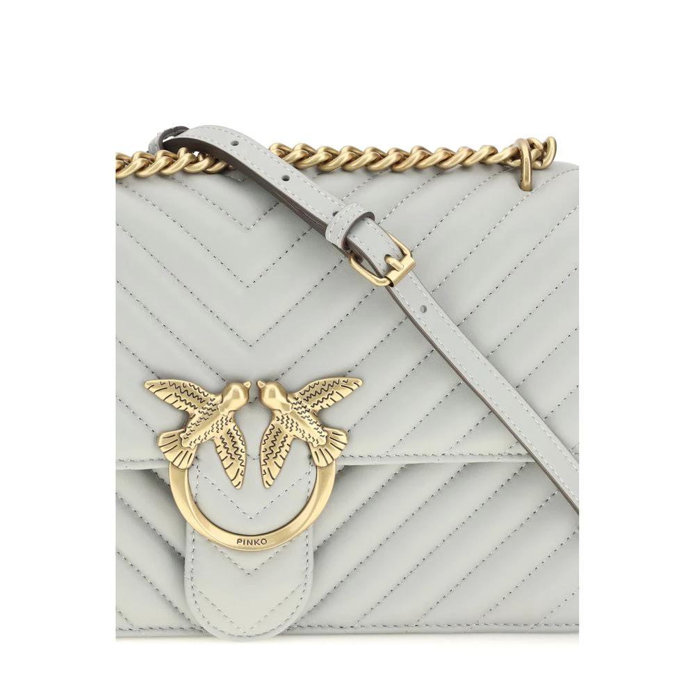 PINKO Graue Bos Taurus Kalbsleder Schultertasche by PINKO