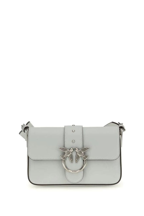 PINKO Graue Bos Taurus Kalbsleder Schultertasche by PINKO