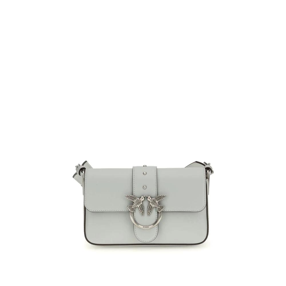 PINKO Graue Bos Taurus Kalbsleder Schultertasche by PINKO