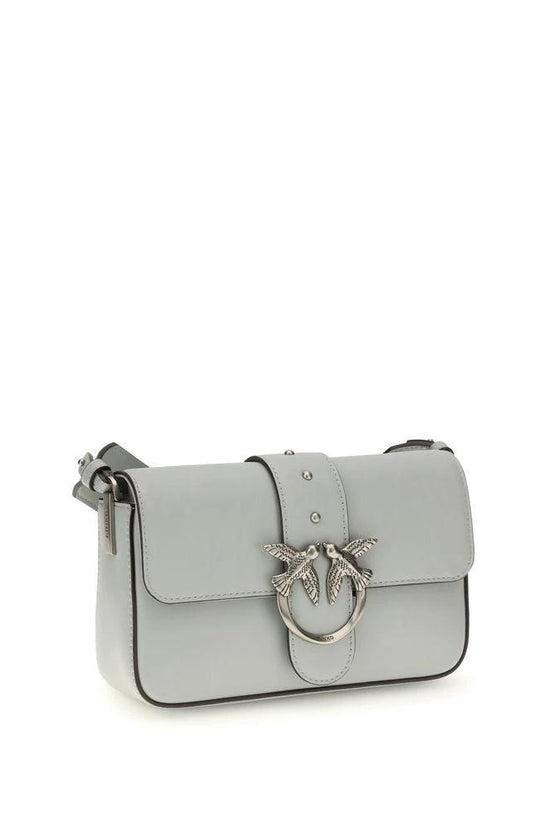 PINKO Graue Bos Taurus Kalbsleder Schultertasche by PINKO