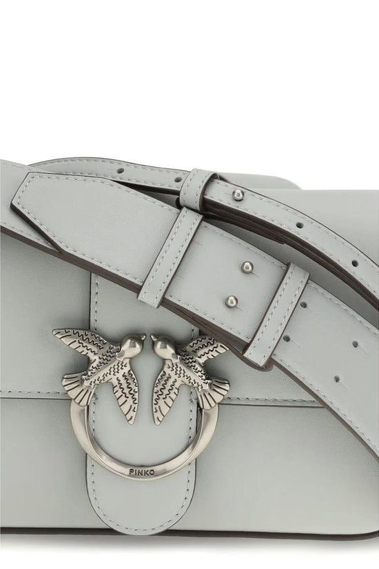 PINKO Graue Bos Taurus Kalbsleder Schultertasche by PINKO