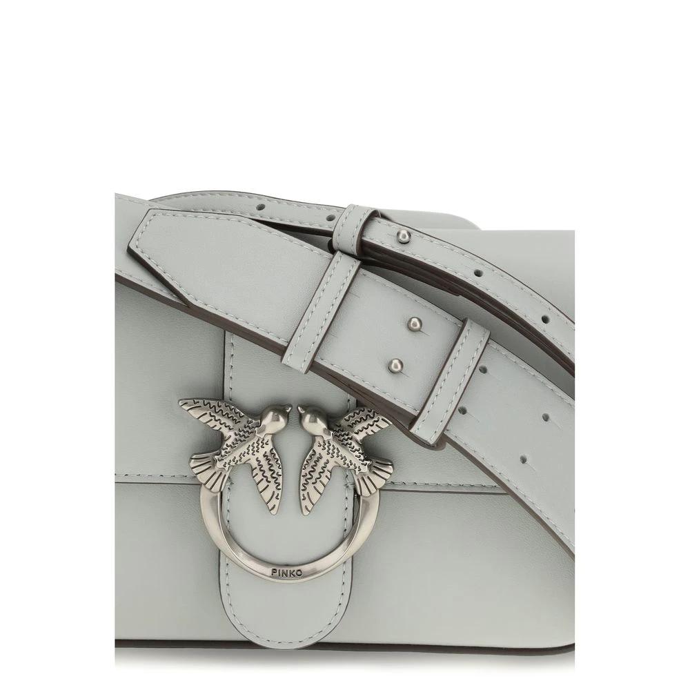 PINKO Graue Bos Taurus Kalbsleder Schultertasche by PINKO