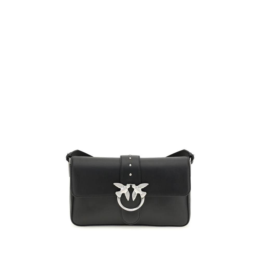 PINKO Schwarze Leder Schultertasche by PINKO