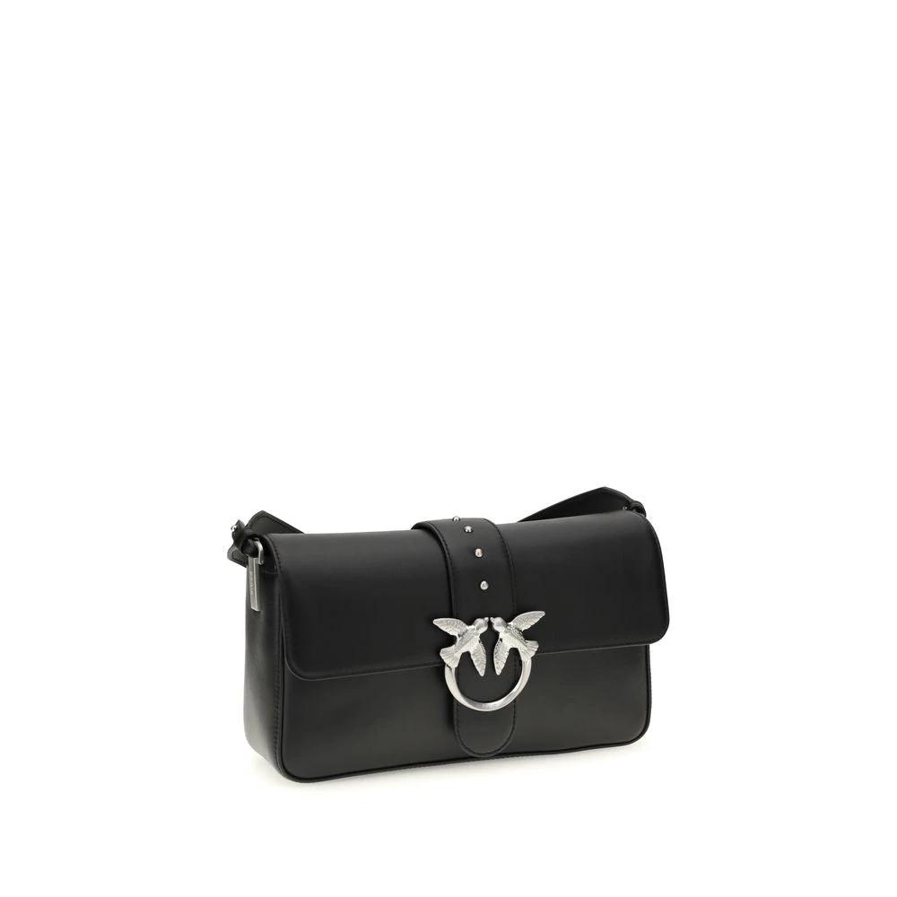 PINKO Schwarze Leder Schultertasche by PINKO