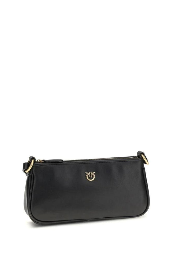 PINKO Schwarze Bos Taurus Kalbsleder Schultertasche by PINKO