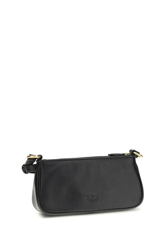 PINKO Schwarze Bos Taurus Kalbsleder Schultertasche by PINKO