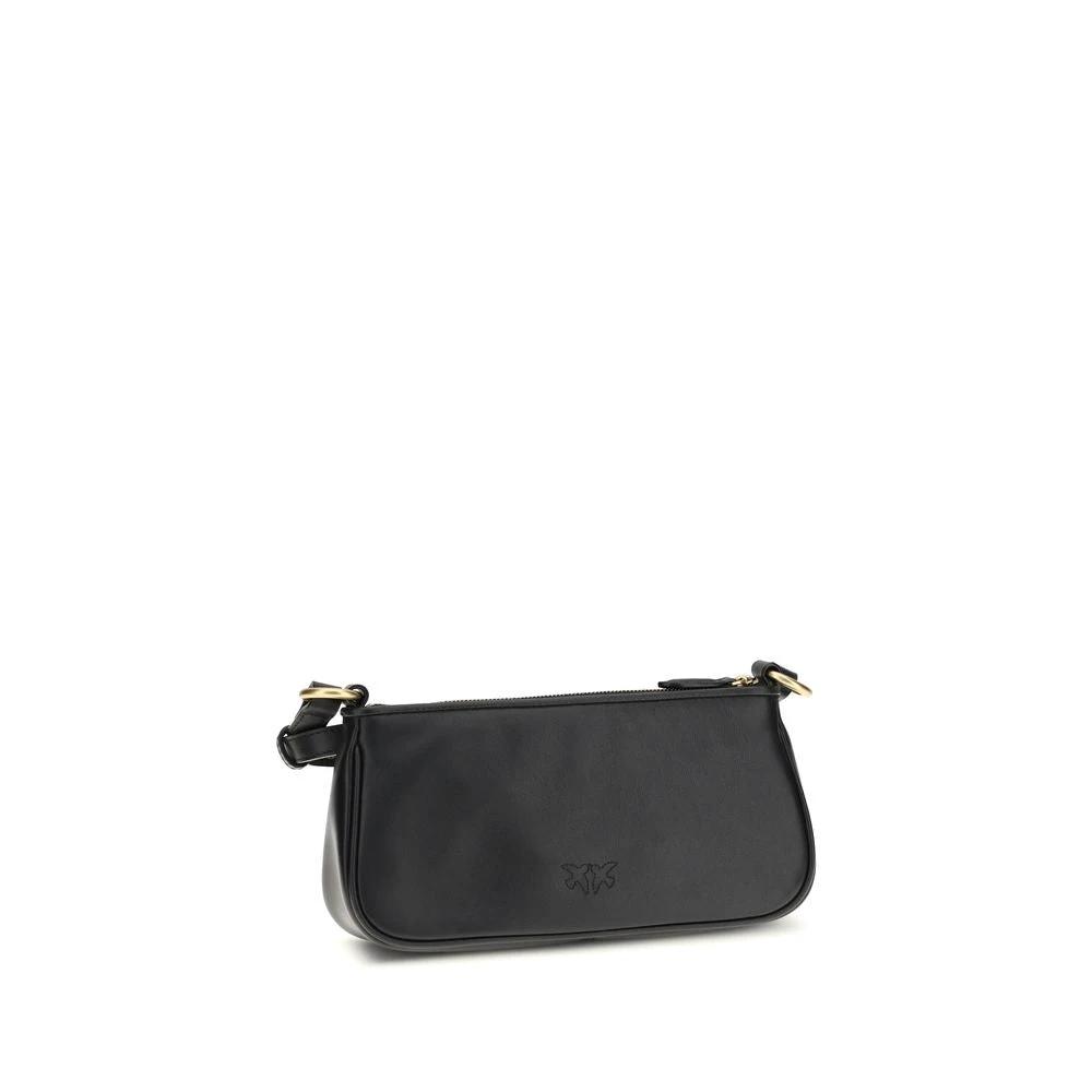 PINKO Schwarze Bos Taurus Kalbsleder Schultertasche by PINKO