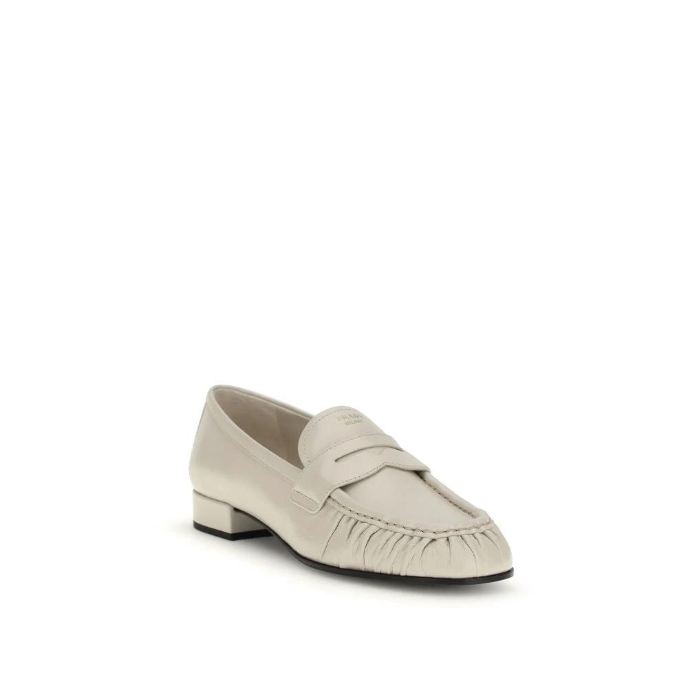 Prada Beige Kalbsleder Bos Taurus Slipper-Loafer by Prada