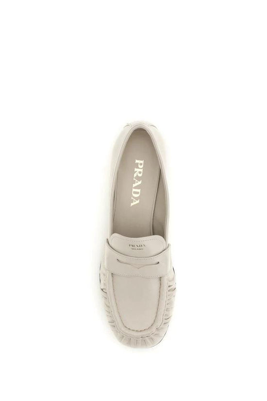 Prada Beige Kalbsleder Bos Taurus Slipper-Loafer by Prada