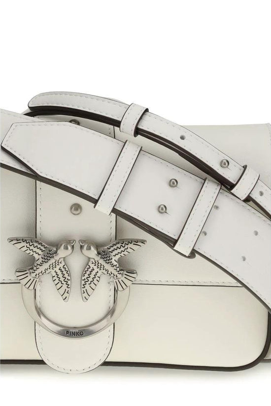 PINKO Weiße Schultertasche aus Kalbsleder Bos Taurus by PINKO