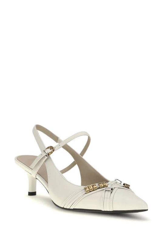 PINKO Weiße Pumps aus Kalbsleder Bos Taurus mit mittelhohem Absatz by PINKO