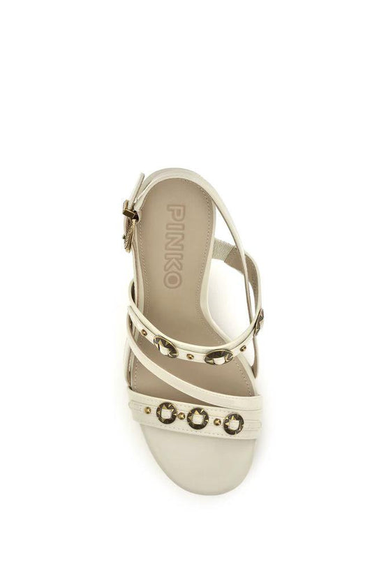 PINKO Beige Kalbsleder Bos Taurus Stiletto-Sandalen by PINKO