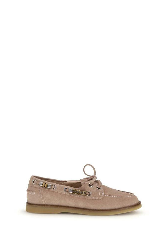 PINKO Beige Calf Leather Bos Taurus Slip-On Loafers by PINKO