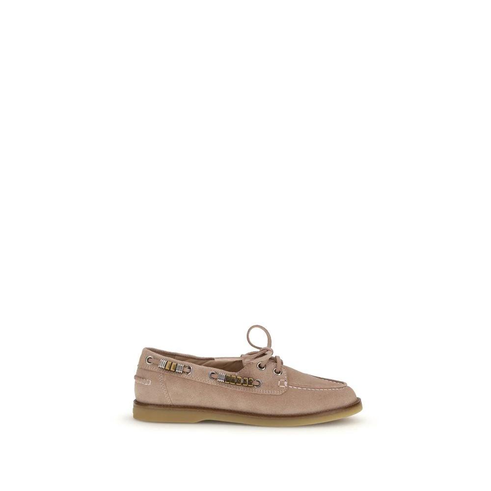 PINKO Beige Calf Leather Bos Taurus Slip-On Loafers by PINKO