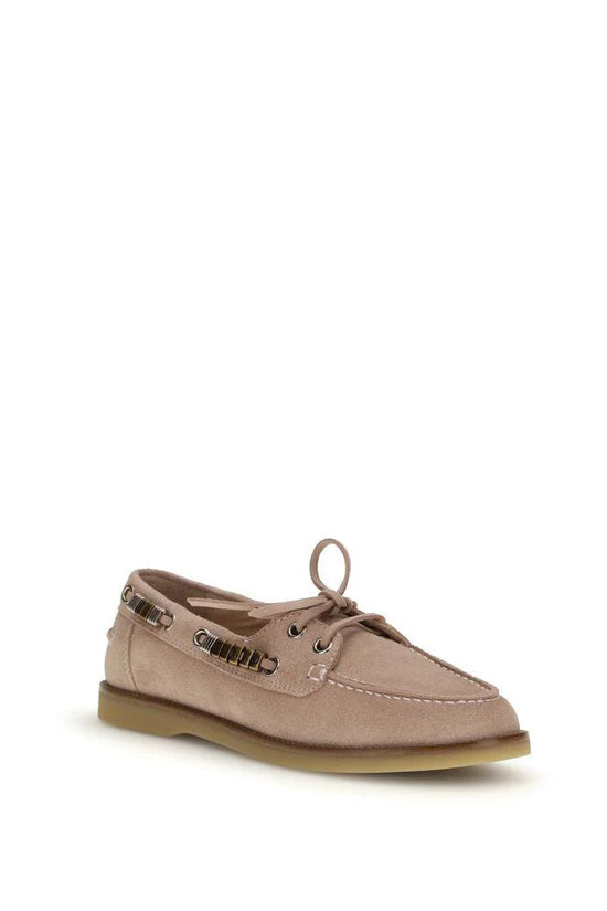 PINKO Beige Calf Leather Bos Taurus Slip-On Loafers by PINKO