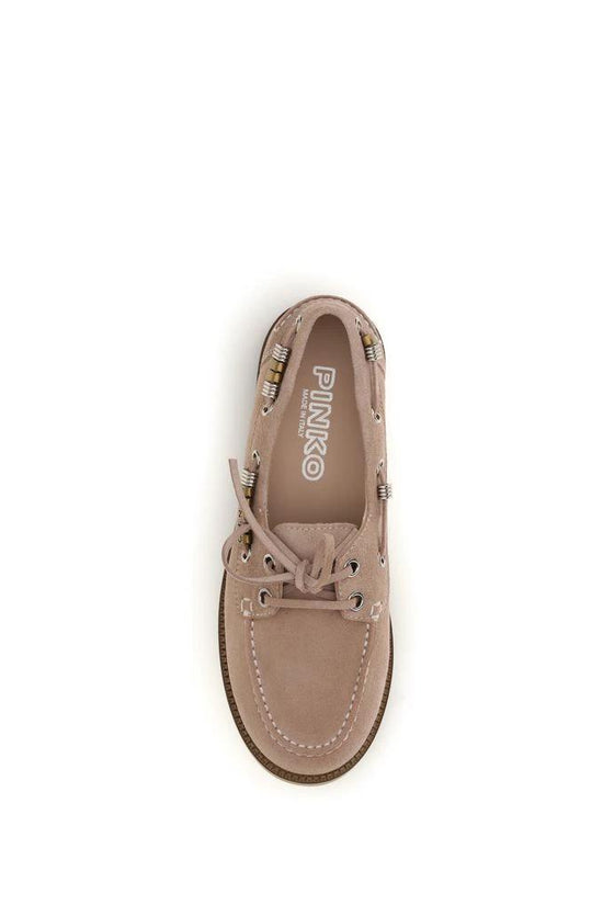 PINKO Beige Calf Leather Bos Taurus Slip-On Loafers by PINKO