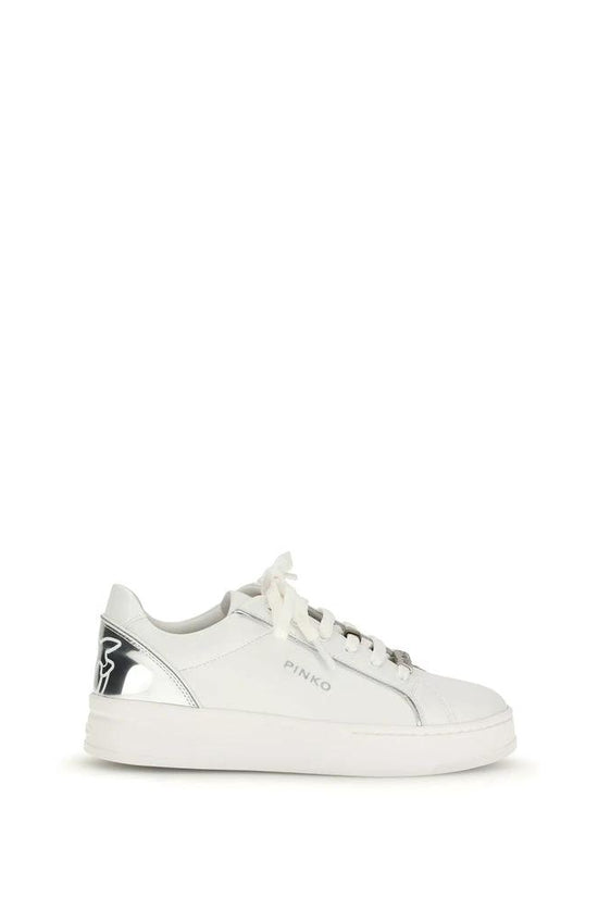 PINKO Weiße Bos Taurus Kalbsleder Low-Top-Sneaker by PINKO