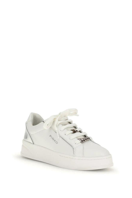 PINKO Weiße Bos Taurus Kalbsleder Low-Top-Sneaker by PINKO