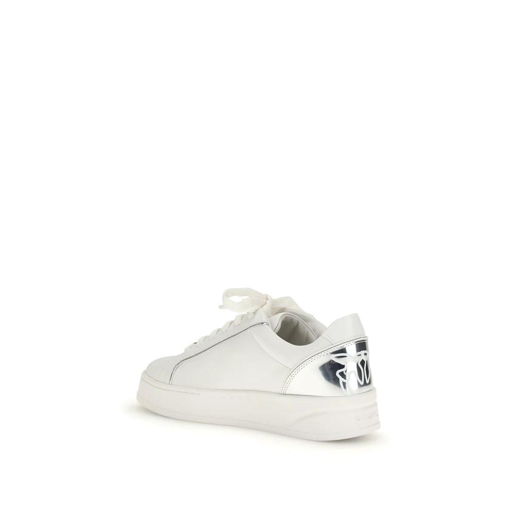 PINKO Weiße Bos Taurus Kalbsleder Low-Top-Sneaker by PINKO