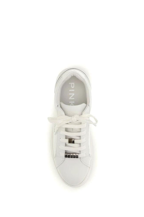 PINKO Weiße Bos Taurus Kalbsleder Low-Top-Sneaker by PINKO