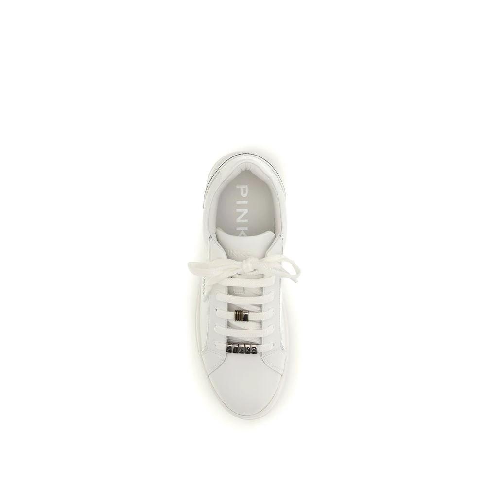 PINKO Weiße Bos Taurus Kalbsleder Low-Top-Sneaker by PINKO